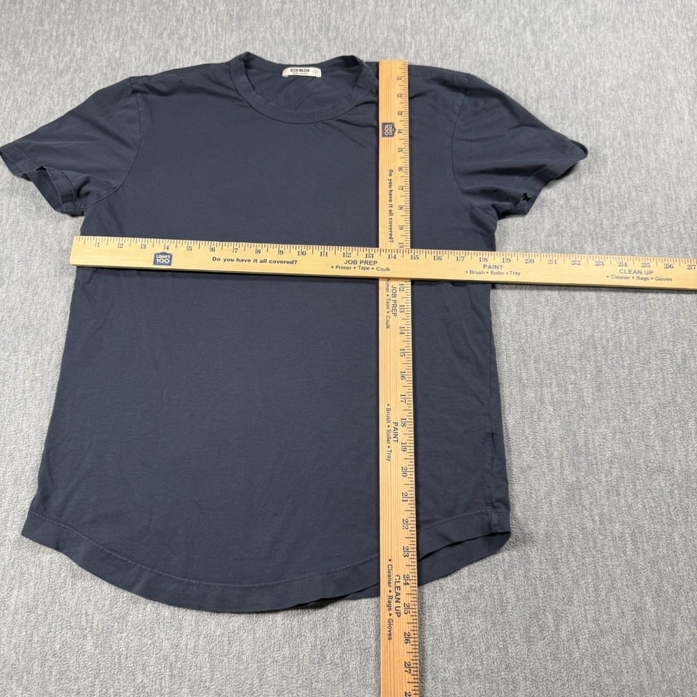 Buck Mason Shirt Women S Washed Slate Blue Curved Hem Short Sleeve Crewneck Tee - Picture 4 of 7